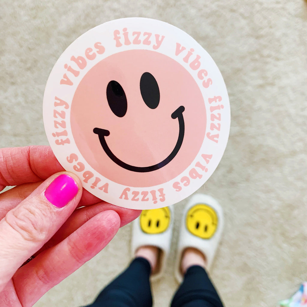 Fizzy Vibes Smiley Retro Sticker For Cups, Shakers, Water Bottles, Laptop Anywhere! BonBabe Arbonne Fizz Cup Bon Babe Sticker Only