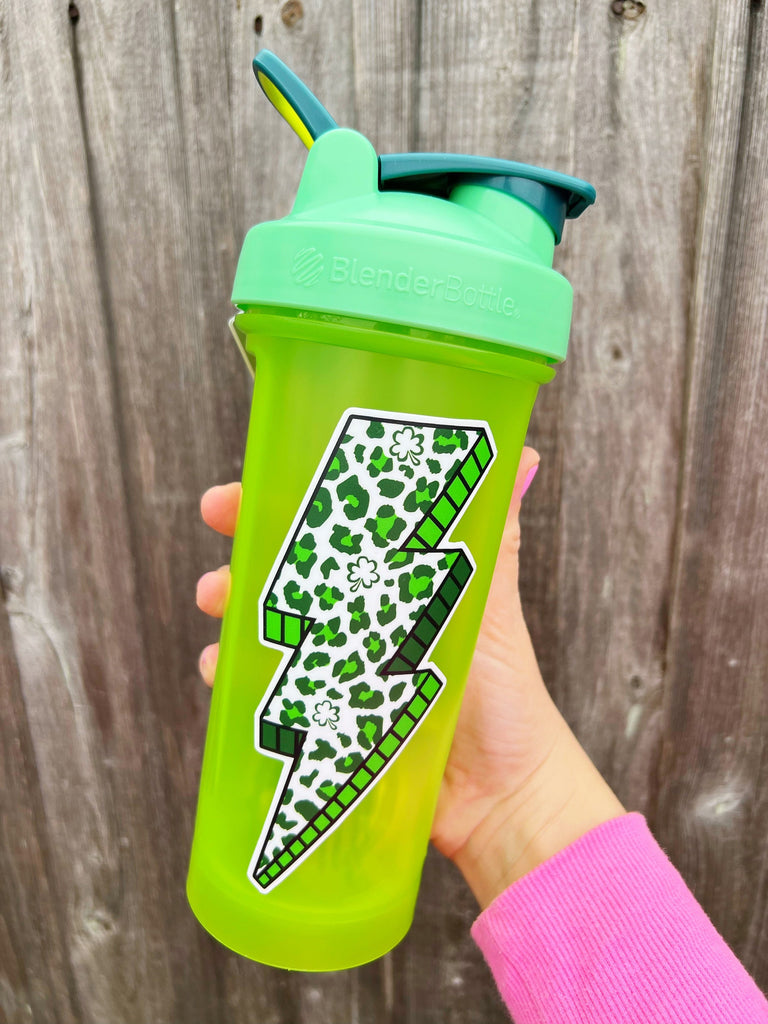 St. Patricks Lightning Bolt Leopard - St. Pats 2022- sized for Cold Cup, Shaker Bottle, Mega Mug or Sticker Only