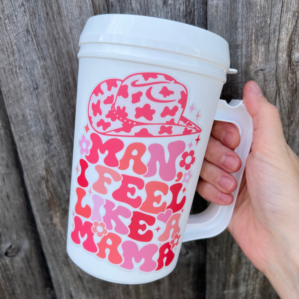 Mama Pink Ombre/ Leopard Retro Mega Mug 22oz- Thermos Mug - Hospital Mug - Girl Mom- Valentine's Day- New Mom Gift