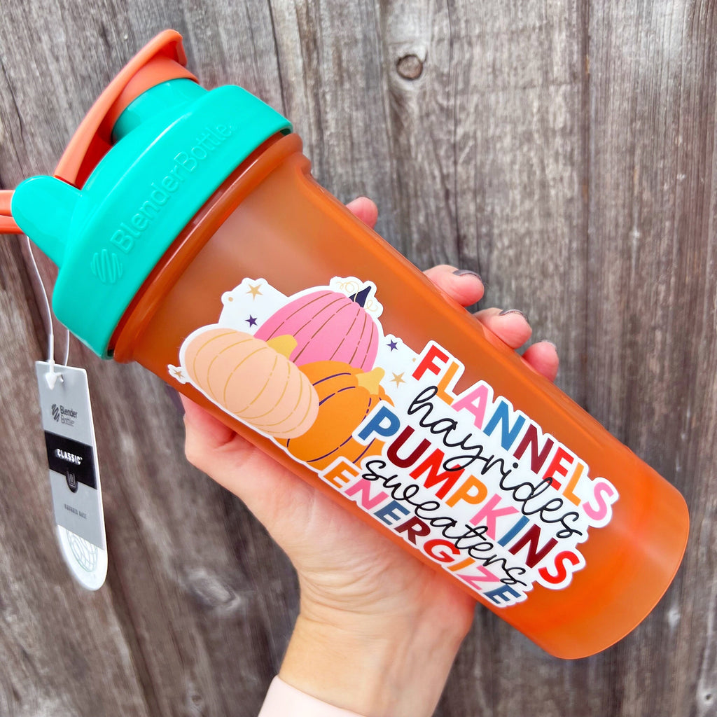 FALL Things + Energize Full Color Sticker - Halloween Fall 2023-- for Cold Cup, Shaker Bottle, Mega Mug or Sticker Only- Cute Pumpkins